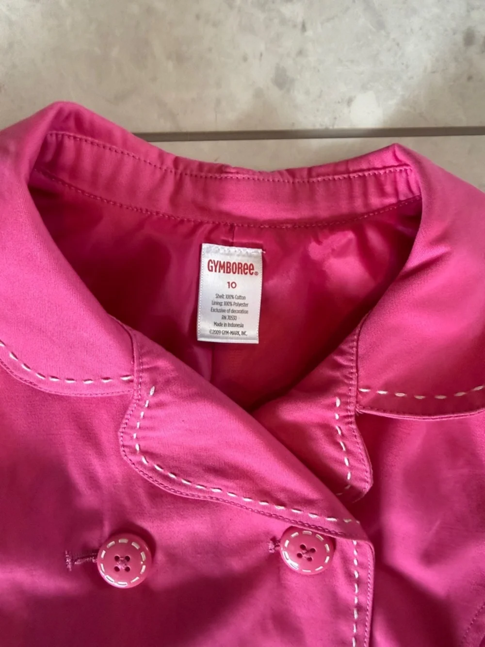 Gymboree Girls Bright Pink Double-Breasted Trench Coat, size 10
